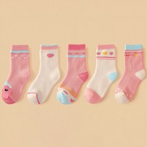 여아용 핑크 딸기 기모 양말 5켤레 세트 H14