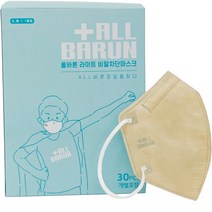 올바른 라이트 비말차단마스크 소형 KF-AD, 30개입, 1개, 베이지