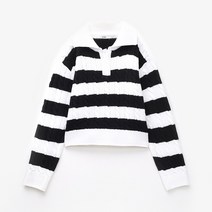 미쏘 여성용 카라넥 스트라이프 풀오버
