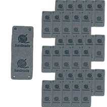 털실 그래픽 영문 핸드메이드 레터링 DIY 소품 만들기 가죽 라벨 40g, 그레이, 50개