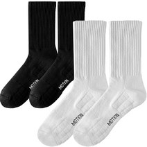 보나리빙 골프 스포츠 중목 양말 2켤레 세트, C 화이트, 블랙