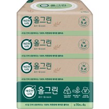 깨끗한나라 물티슈 올그린 캡 70매, 1개, 4개입