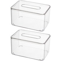 인테리어 투명 티슈 케이스 소 2p