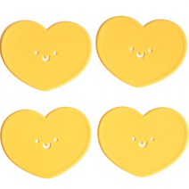 에이드엘 하트 실리콘 컵받침 4p, 치즈
