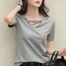 난달 여성용 크로스넥 스트랩 티셔츠
