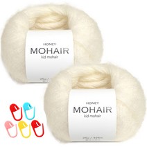 니뜨 허니 모헤어 실 25g x 2p + 단수링 5p 세트, 01 아이보리(실), 랜덤발송(단수링), 1세트