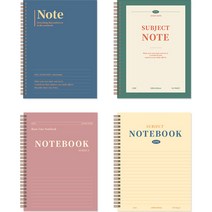 모노라이크 서브젝트 스프링 스쿨 노트 4종 A세트, 01 Indigo, 02 Green, 03 Deep pink, 04 Butter yellow, 1세트
