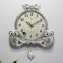 무소음 천사 복부엉이 금은도금 주물 추벽시계 HSC-556, 은색
