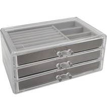 오브민 벨벳 3단 아크릴 액세서리 보관함, 1개, 그레이