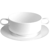 본차이나 본 양고리 스프컵 + 받침 세트, 화이트, 1세트