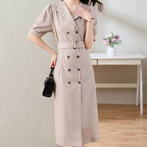 페이퍼먼츠 더블 버튼 카라 퍼프 슬리브 원피스 05298