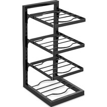 마켓플랜 높이조절 프라이팬 냄비 주방 선반 4단, 블랙