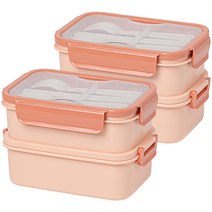 이지앤프리 밀프랩 퓨어박스 2단 도시락통, 피치, 2개