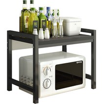 러브트리스 전자레인지 수납 선반, 2단 블랙판 + 블랙