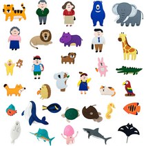 노리터보드 펠트자석 가족 10p + 동물 12p + 해양생물 12p 세트, 1세트
