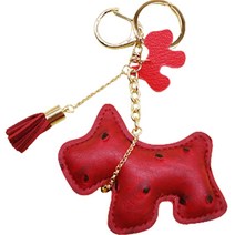 블라제스 타조무늬 강아지 펜던트 키링, 1개, 레드