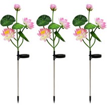 LED 연꽃 방수 태양광 정원등 3p 세트, 핑크