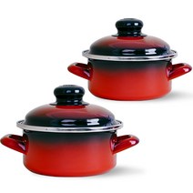 ELO 인덕션 쿡포트 빨간법랑 2종 세트, 레드, 낮은형 냄비 18cm + 낮은형 냄비 14cm