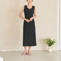 아피나르 A라인 슬림핏 민소매 롱 원피스