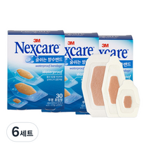 3M 넥스케어 숨쉬는 방수밴드 투명 혼합형 30매, 6개