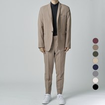 애플리 남성용 사계절 턱시도카라 원버튼 자켓 + 수트 팬츠 세트