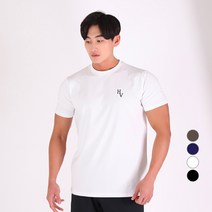 허그본 남성용 데일리 머슬핏 HV 반팔 티셔츠 무지라인
