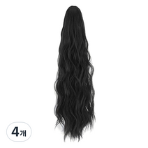 하이유니 히피 펌 포니테일 가발 55cm, 네츄럴블랙, 4개