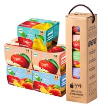 네츄럴누바 유기농 생과일 퓨레 배 200g + 망고 200g x 2p + 복숭아 200g x 2p 선물세트, 배, 사과, 복숭아, 1세트