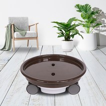 화분월드 원형 이동식 화분 받침대 모던 베이직, 다크브라운