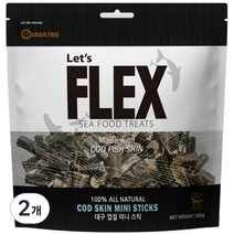 플렉스 씨푸드 져키 반려견 간식 500g, 2개, 대구껍질