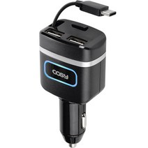 [ep-ln920] 코시 QC3.0 USB 2포트 차량용 자동감김 급속 충전기 타입C, CGR3247AT, 블랙