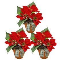 가꾸지오 조화 포인세티아 소, 3개, 레드