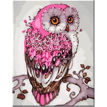 모모픽스페인팅 DIY 유화 그리기 40 x 50 cm, 핑크 부엉이