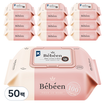 베베앙 오리지널 아기물티슈 캡형, 100매입, 50팩