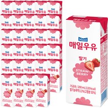 매일유업 멸균우유 딸기, 200ml, 48개