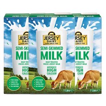 저지데어리 저지우유 1L, semi skimmed, 3개