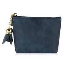 플라워 키링 지퍼 스웨이드 파우치