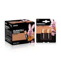듀라셀 알카라인 건전지 AAA 20p + 알카라인 C 2p 세트, 1세트