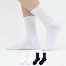 이지레그 여성용 스포츠 이중쿠션 크루 장목 무지 양말 5켤레, 랜덤발송