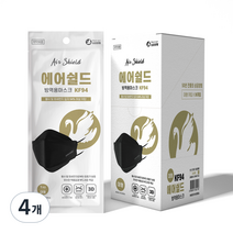 상공양행 에어쉴드 마스크 블랙 대형 KF94, 30개입, 4개