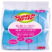 쓰리엠 스카치 브라이트 제로 스크래치 도트 수세미 블루, 10개입, 1개