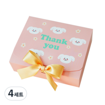 도나앤데코 직사각 선물 포장 상자 소 5p + 리본 5p, 멍멍이 핑크, 4세트