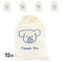 도나앤데코 강아지꽃 아이보리 스트링 파우치 17 x 23 cm, 블루, 15개