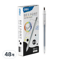 델리 델라이트 퀵드라이 노크식 젤잉크펜 0.5mm EQ118, 블랙, 48개