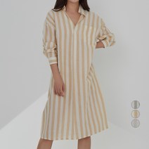 아피나르 스트라이프 8부 소매 셔츠 원피스