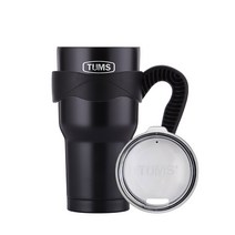 텀스 뉴메가 진공 스텐텀블러 + 손잡이 + 기본뚜껑, 블랙, 900ml