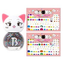 바블리 키즈네일 냥이 오색블링핑   어린이네일스티커 세트, 랜덤 발송, 1세트