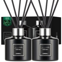 쿤달 퍼퓸 디퓨저 아로마 에디션 200ml 2개 + 섬유스틱 10개, 1세트, 허브민트향
