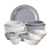 디샤 2인 홈 식기세트 11p, 아이보리 + 그레이, 공기 2p + 대접 2p + 레머킨 4p + 찬기 2p + 접시