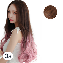 매직 붙임머리, 라이트브라운 + 애쉬핑크, 3개